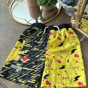 Boys Pokemon Pikachu Black & Yellow Kids lined Swim Trunk Shorts